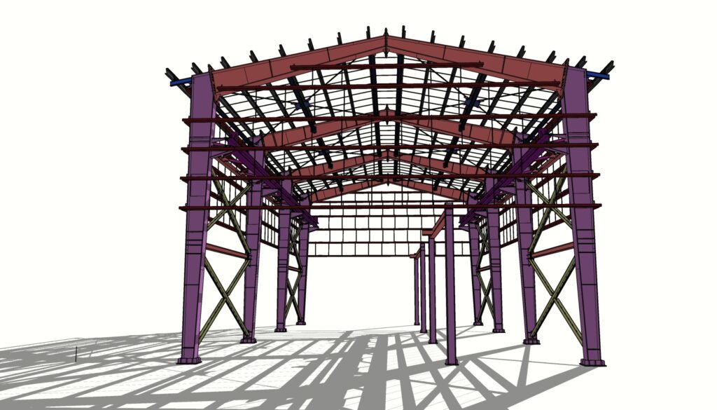 Charpente pour hangar industriel - Bureau d'études CAMCAD.fr